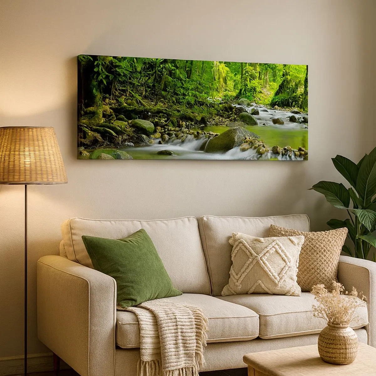 Impression sur toile - Image sur toile - Nager dans un océan de verdure - 100x40 cm