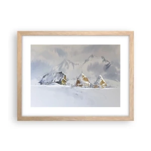 Affiche dans un chêne clair - Poster - Dans une vallée enneigée - 40x30 cm