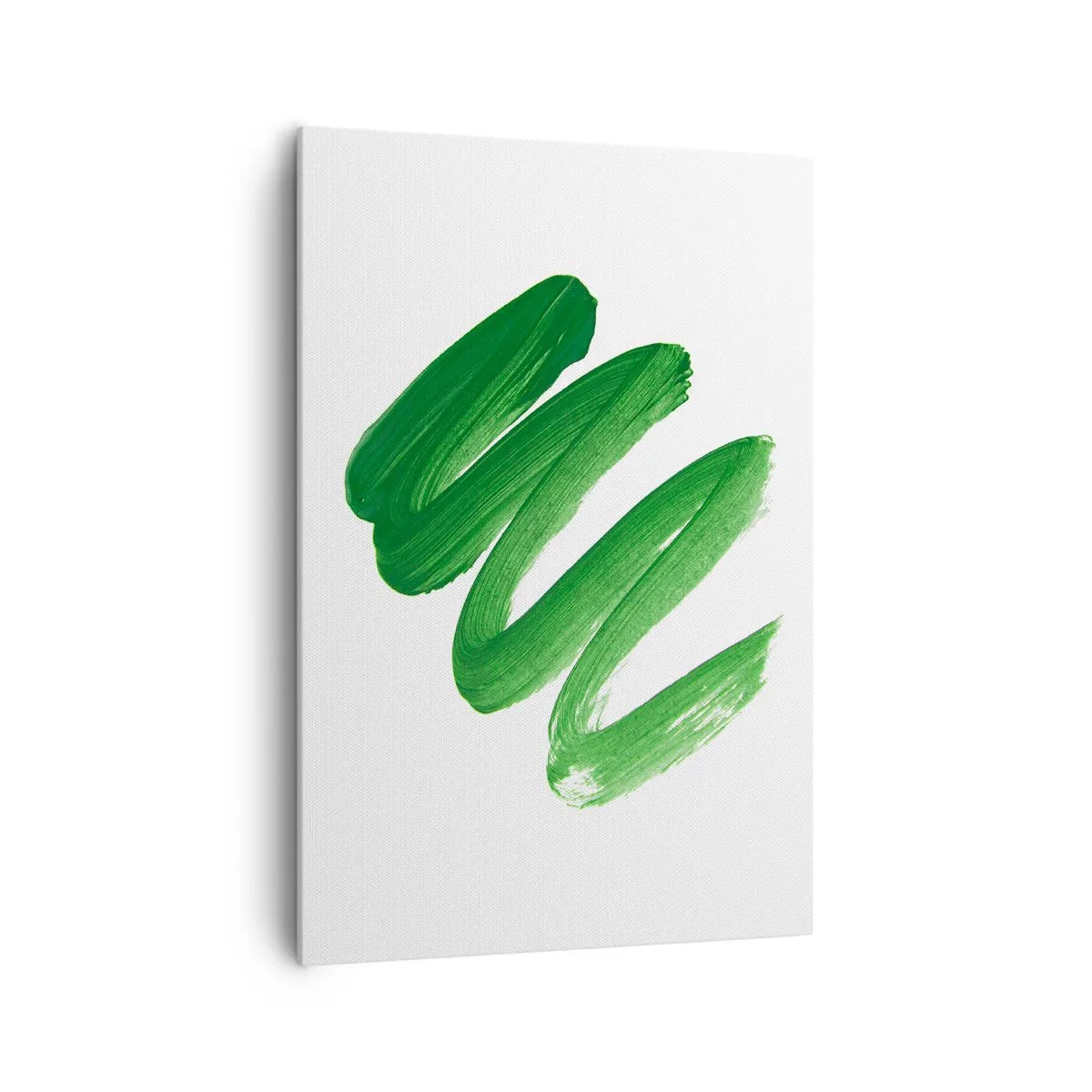 Impression sur toile - Image sur toile - Coup de pinceau abstrait vert sur fond blanc - 70x100cm - Blague verte - Décoration murale moderne pour le salon et la chambre ARTTOR