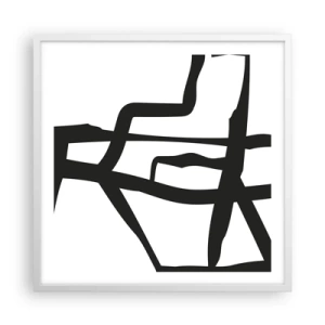 Affiche dans un cadre blanc - Poster - Conception noir et blanc - 60x60 cm