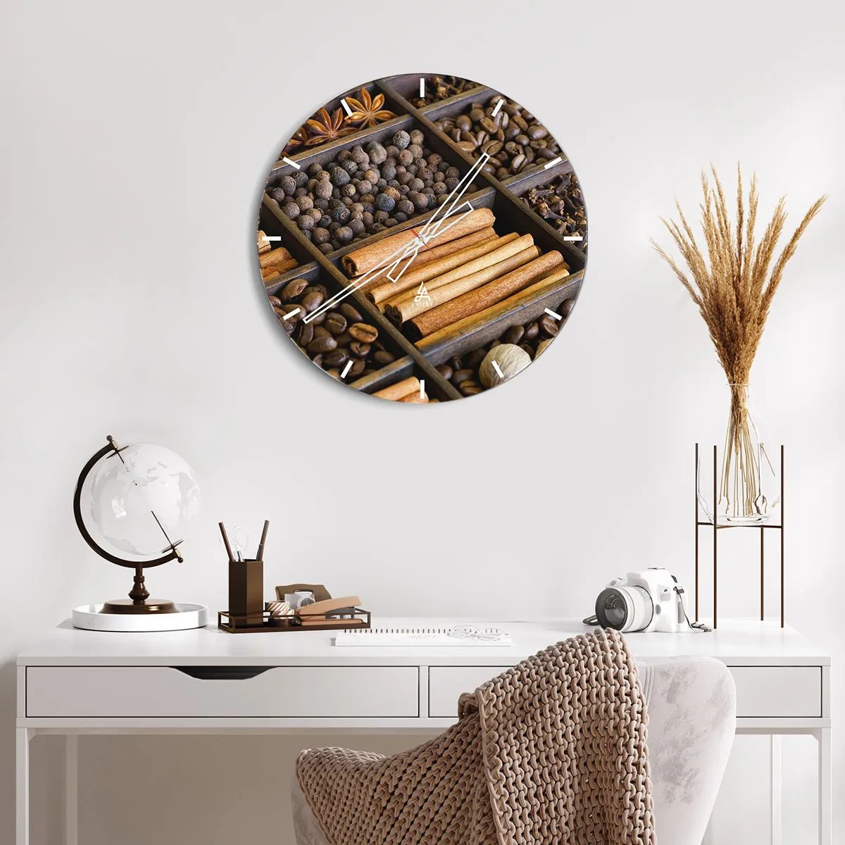 Horloge murale - Pendule murale - Trésor d'arômes - 40x40 cm