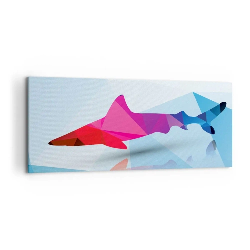 Impression sur toile - Image sur toile - Un requin dans un espace de cristal - 100x40 cm