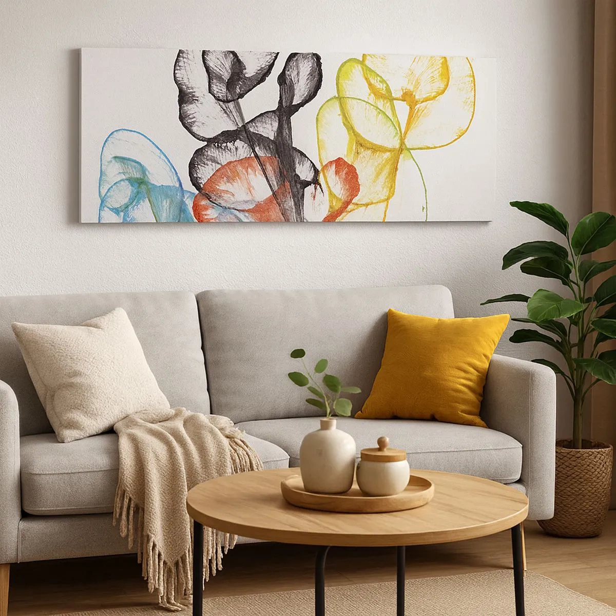 Impression sur toile - Image sur toile - Fleurs avec une âme - 100x40 cm
