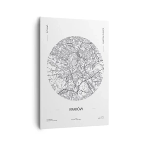 Impression sur toile - Image sur toile - Une carte de Cracovie dans un style minimaliste - 70x100cm - Anatomie de Cracovie - Décoration murale moderne pour le salon et la chambre ARTTOR