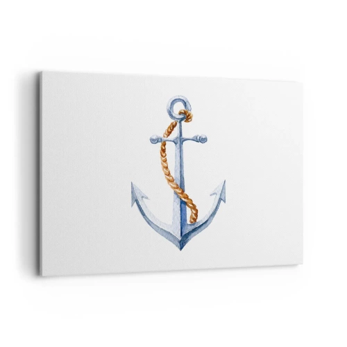 Impression sur toile - Image sur toile - Ancre avec corde dans un style aquarelle - 120x80cm - Ah l'aventure ! - Décoration murale moderne pour le salon et la chambre ARTTOR