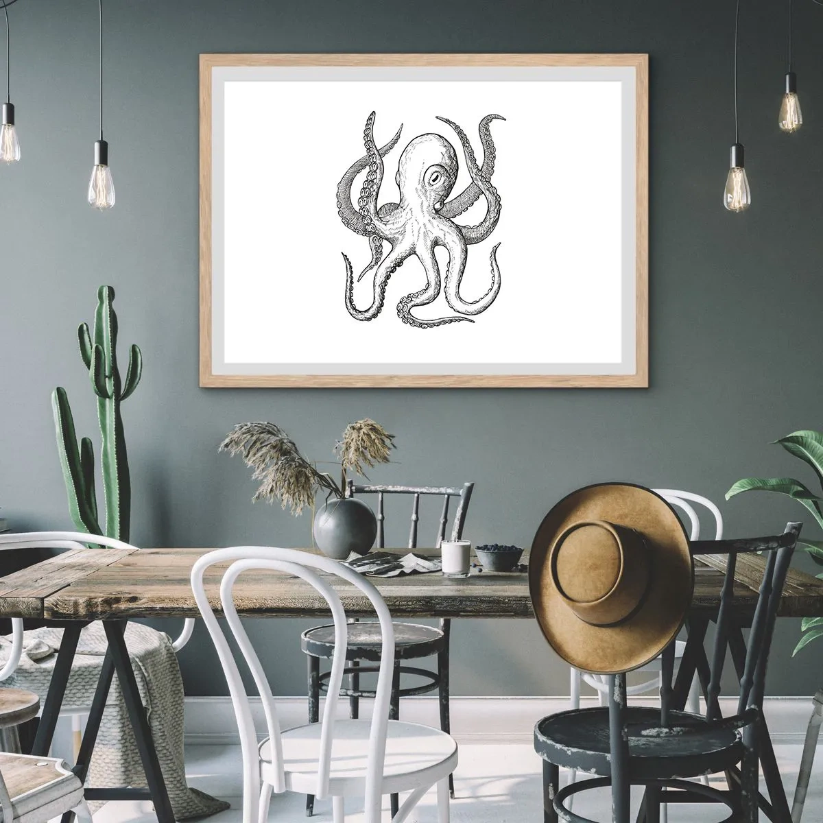 Affiche dans un chêne clair - Poster - Dansant avec les vagues - 70x50 cm