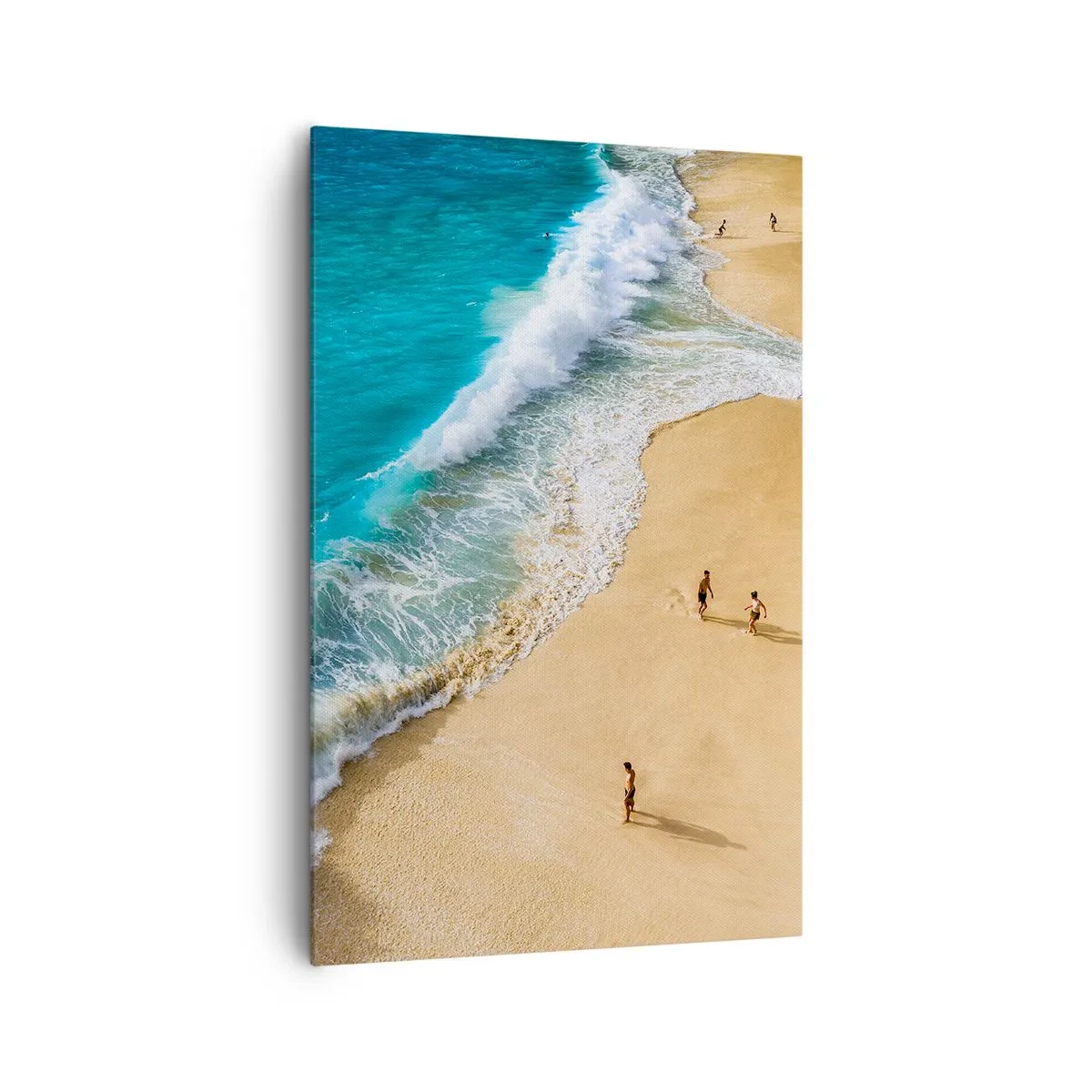 Impression sur toile - Image sur toile - Une plage avec de l'eau turquoise et des gens qui se promènent - 80x120cm - Et ensuite le soleil, la plage… - Décoration murale moderne pour le salon et la chambre ARTTOR