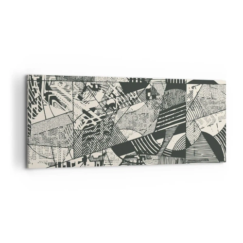 Impression sur toile - Image sur toile - Motifs géométriques abstraits dans des tons de vert sur fond clair - 120x50cm - Dynamique du modernisme - Décoration murale moderne pour le salon et la chambre ARTTOR