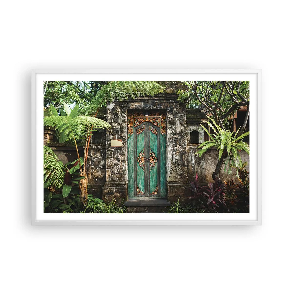 Affiche dans un cadre blanc - Poster - Porte vers un monde exotique - 91x61 cm