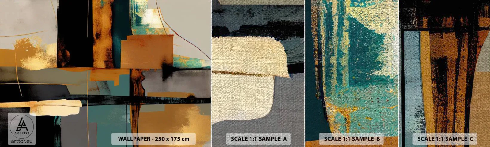 Échantillon de Papier Peint Premium Canvas - Abstraction – lumière et ombre - Abstraction, Moderne, Morceau - 100x30 cm