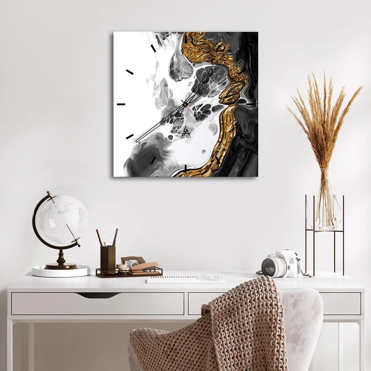 Horloge murale - Pendule murale - Composition organique - 40x40 cm