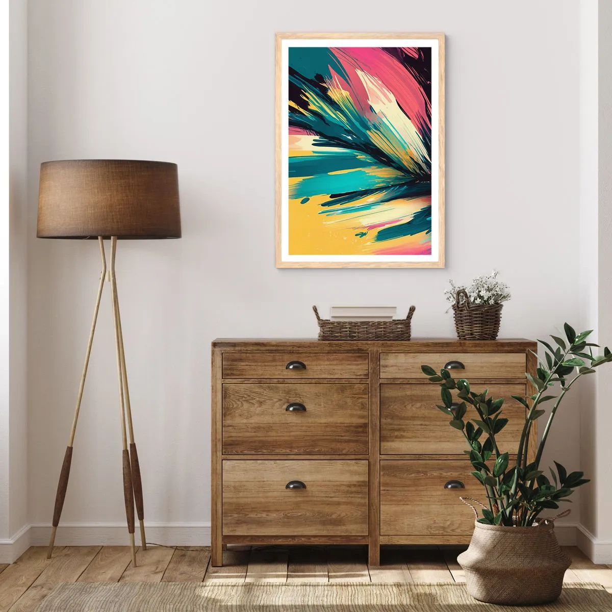 Affiche dans un chêne clair - Poster - Composition – une explosion de joie - 70x100 cm