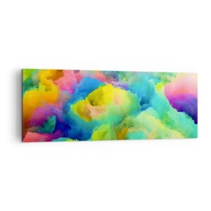 Impression sur toile - Image sur toile - Composition abstraite aux couleurs de l'arc-en-ciel - 140x50cm - Plumule arc-en-ciel - Décoration murale moderne pour le salon et la chambre ARTTOR