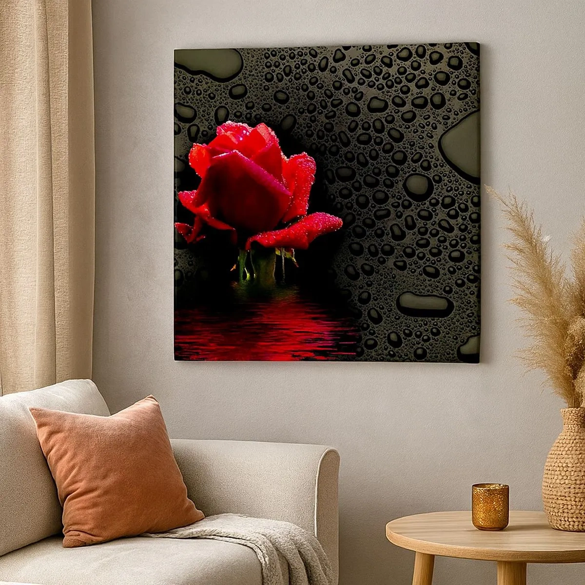 Impression sur toile - Image sur toile - Rouge et noir - 30x30 cm