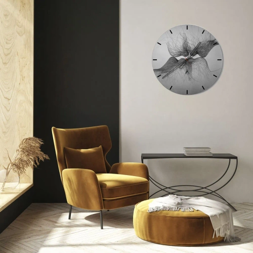 Horloge murale - Pendule murale - Maillages abstraits formant un baiser - 30x30cm - La bise du vent - Décoration murale moderne pour le salon, la cuisine et la chambre ARTTOR