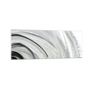 Impression sur verre - Image sur verre - Un tourbillon monochrome dans des tons de gris et de noir - 140x50cm - Composition orbitale - Décoration murale moderne pour le salon et la chambre ARTTOR