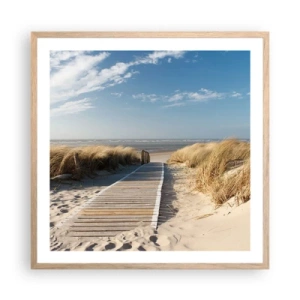 Affiche dans un chêne clair - Poster - Derrière la dune, dans le bruissement de l'herbe - 60x60 cm