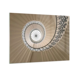 Impression sur verre - Image sur verre - Vue d'un escalier en colimaçon ressemblant à un coquillage - 70x50cm - À l'intérieur de la coquille - Décoration murale moderne pour le salon et la chambre ARTTOR