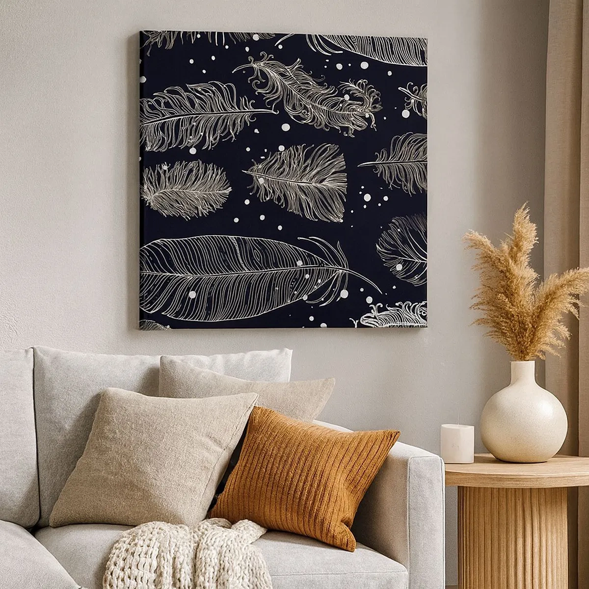 Impression sur toile - Image sur toile - Toile de plumes - 30x30 cm