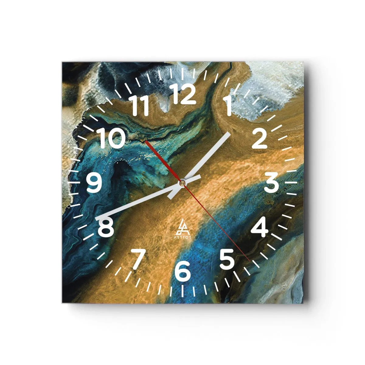 Horloge murale - Pendule murale - Bleu - jaune - influences mutuelles - 30x30 cm