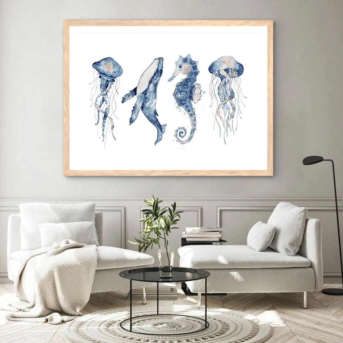 Affiche dans un chêne clair - Poster - Merveilles de la mer - 100x70 cm