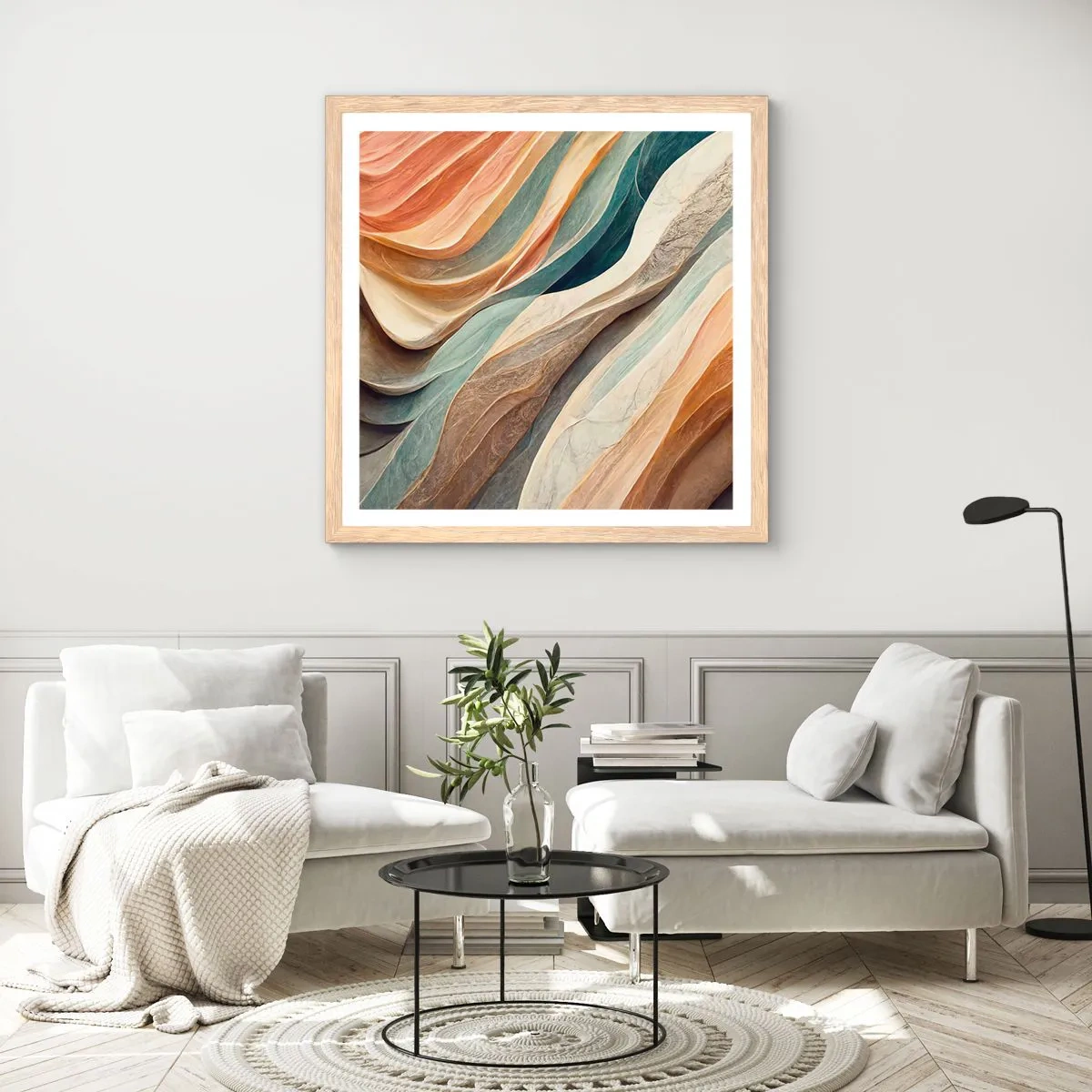 Affiche dans un chêne clair - Poster - Le moment avant le changement - 60x60 cm