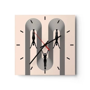 Horloge murale - Pendule murale - Silhouettes géométriques sur fond beige - 30x30cm - Les jambes en l’air - Décoration murale moderne pour le salon et la chambre ARTTOR