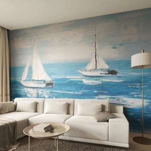 Papier Peint Photo Premium Canvas - Avec un ami à mes côtés - Paysage, Voiliers, Nautique - 450x315 cm