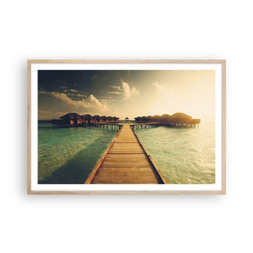 Affiche dans un chêne clair - Poster - Invitation chaleureuse - 91x61 cm