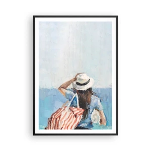 Affiche dans un cadre noir - Poster - Bienvenue à vos vacances - 70x100 cm