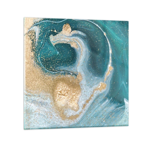 Impression sur verre - Image sur verre - Tourbillon d'or et de turquoise - 30x30 cm