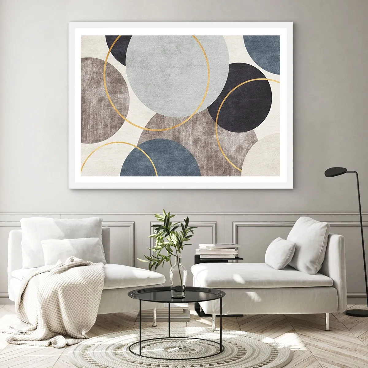 Affiche dans un cadre blanc - Poster - Cercles sur cercles - 100x70 cm