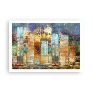 Affiche - Poster - Gratte-ciel abstraits de style industriel - 100x70cm - Une métropole ensoleillée - Décoration murale moderne pour le salon et la chambre ARTTOR