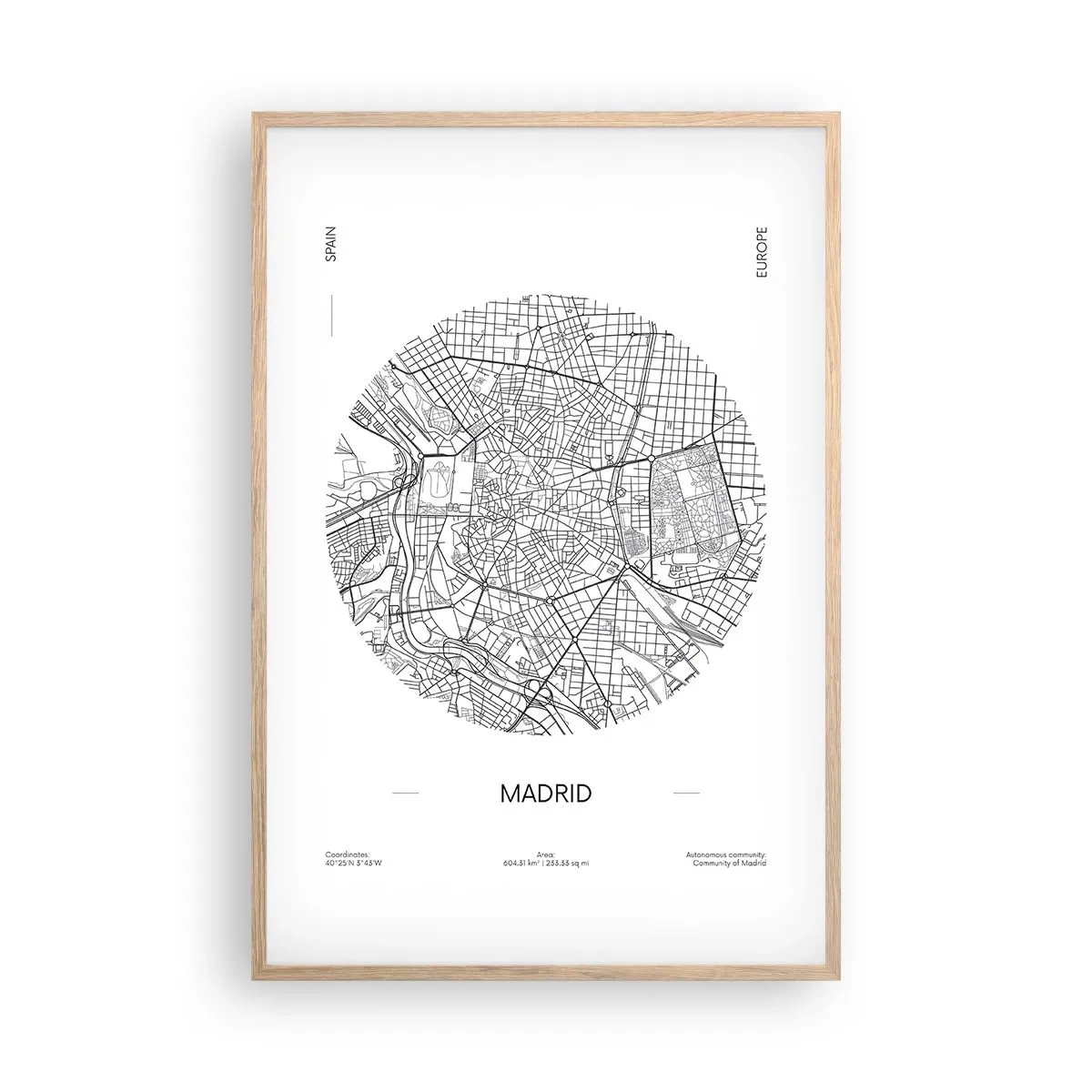 Affiche dans un chêne clair - Poster - Anatomie de Madrid - 61x91 cm