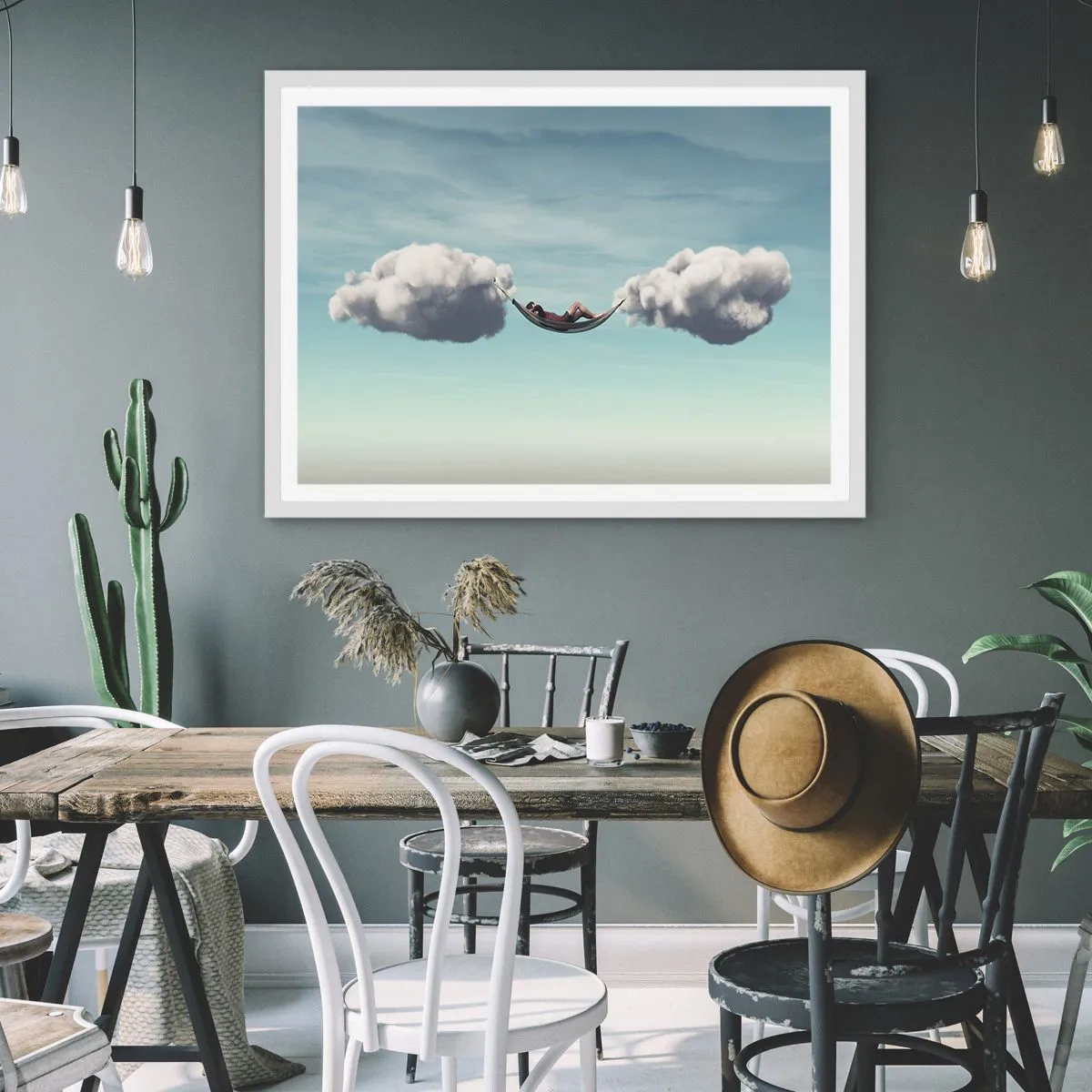 Affiche dans un cadre blanc - Poster - Instant de bonheur - 100x70 cm