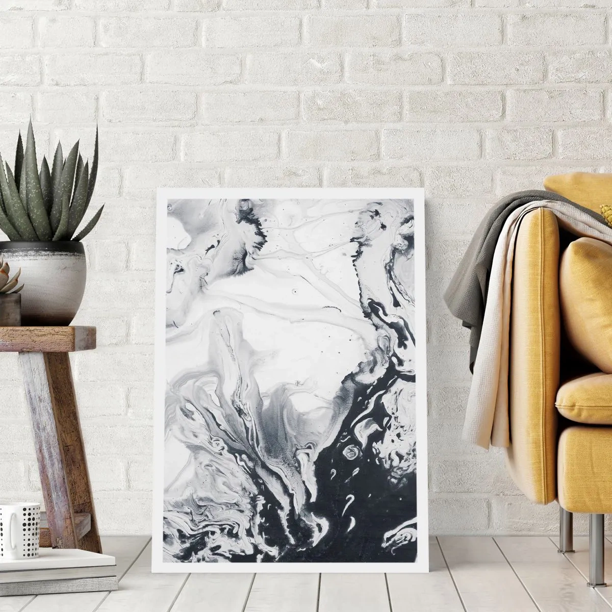 Affiche - Poster - Motifs abstraits en noir et blanc - 50x70cm - Au centre de la Terre - Décoration murale moderne pour le salon et la chambre ARTTOR