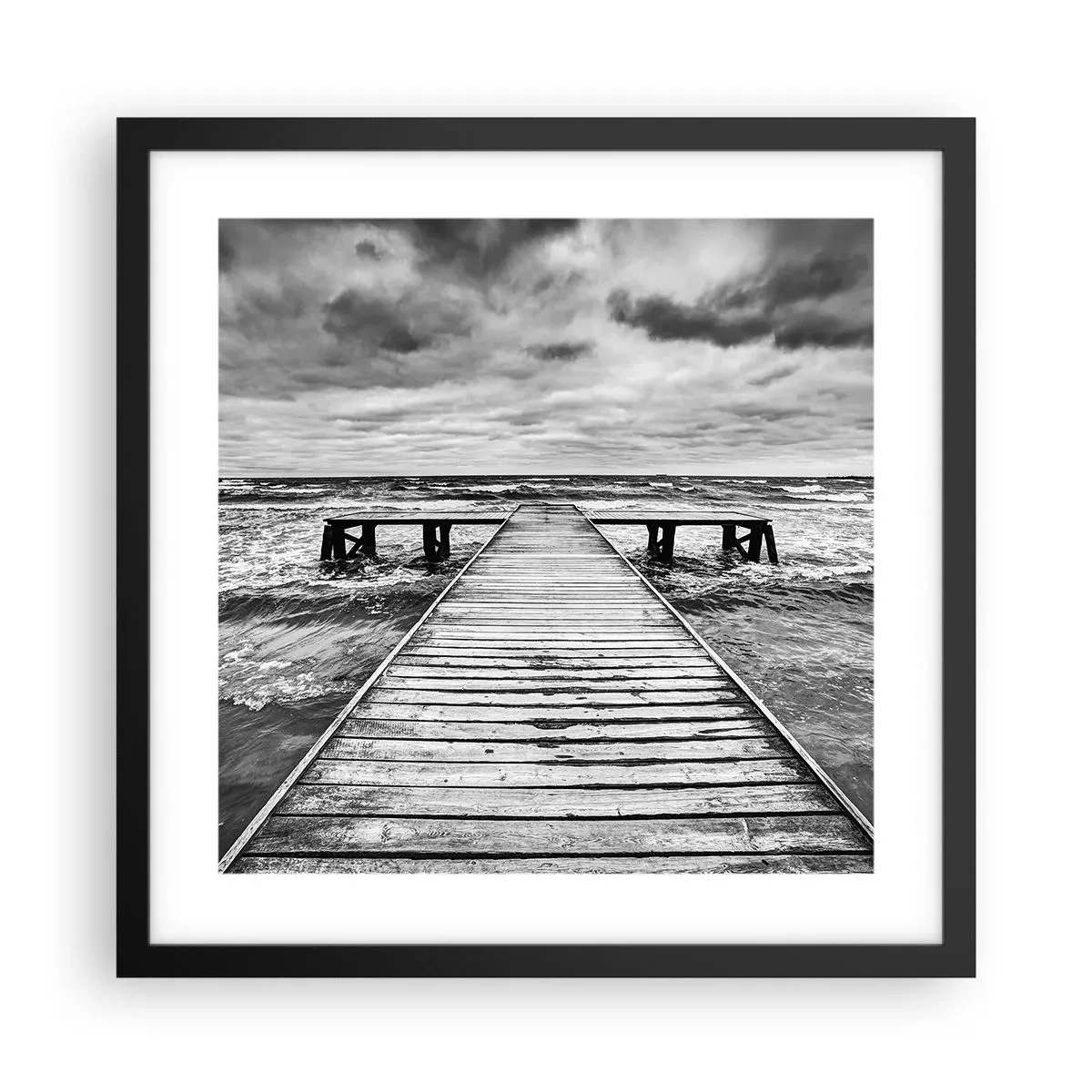 Affiche dans un cadre noir - Poster - J'attends que le vent, ça le chassera... - 40x40 cm