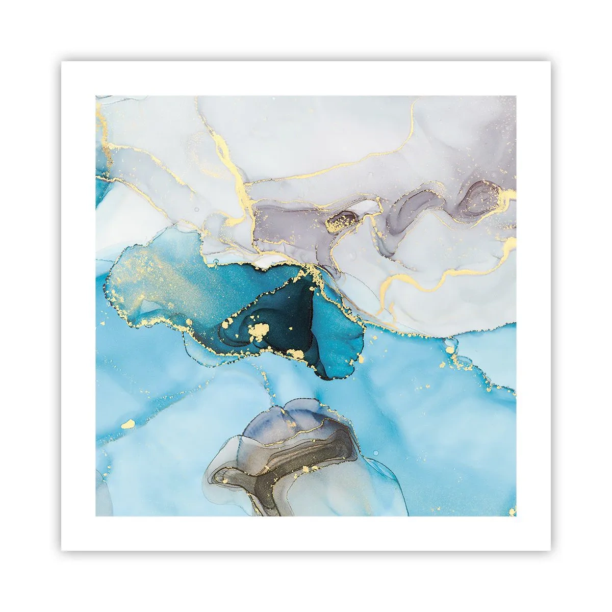 Affiche - Poster - Etude de la rencontre gris et turquoise - 50x50 cm