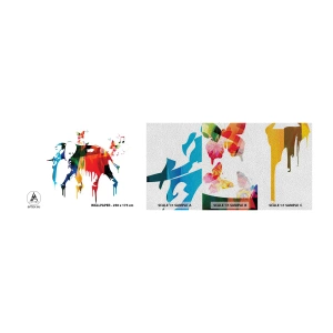 Échantillon de Papier Peint Premium Sand - Tout le monde peut danser - Abstraction, Éléphant, Papillon - 100x30 cm