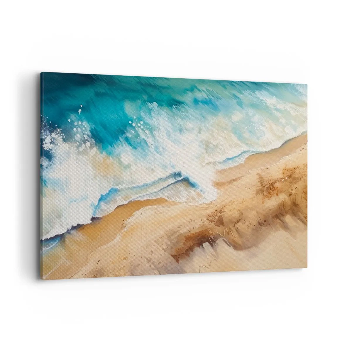 Impression sur toile - Image sur toile - Une vague de mer s'écrasant contre le rivage sablonneux - 100x70cm - La vague qui revient - Décoration murale moderne pour le salon et la chambre ARTTOR