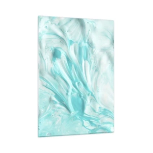 Impression sur verre - Image sur verre - Motifs abstraits bleus et blancs ressemblant à un mouvement ondulatoire - 50x70cm - Ensemble pour toujours - Décoration murale moderne pour le salon et la chambre ARTTOR