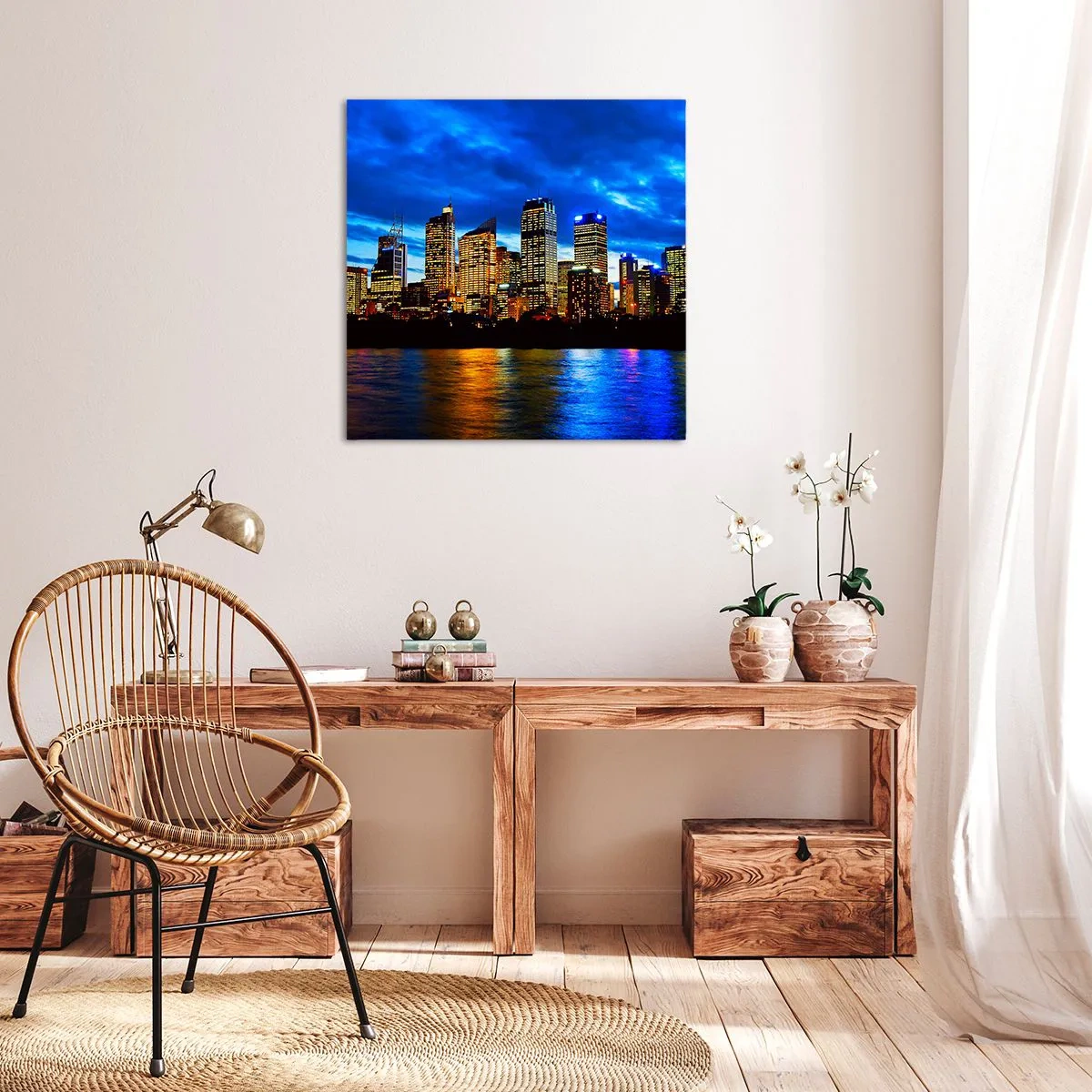 Impression sur toile - Image sur toile - Une nuit de lumières et de couleurs - 40x40 cm