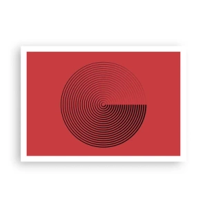Affiche - Poster - Cercles concentriques sur fond rouge - 100x70cm - Mouvement circulaire - Décoration murale moderne pour le salon et la chambre ARTTOR