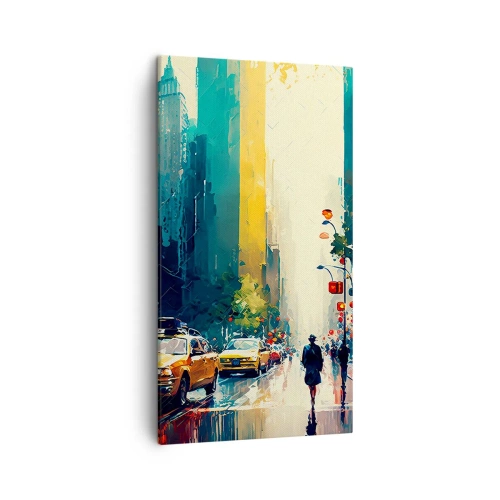 Impression sur toile - Image sur toile - New York – ici même la pluie est colorée - 45x80 cm