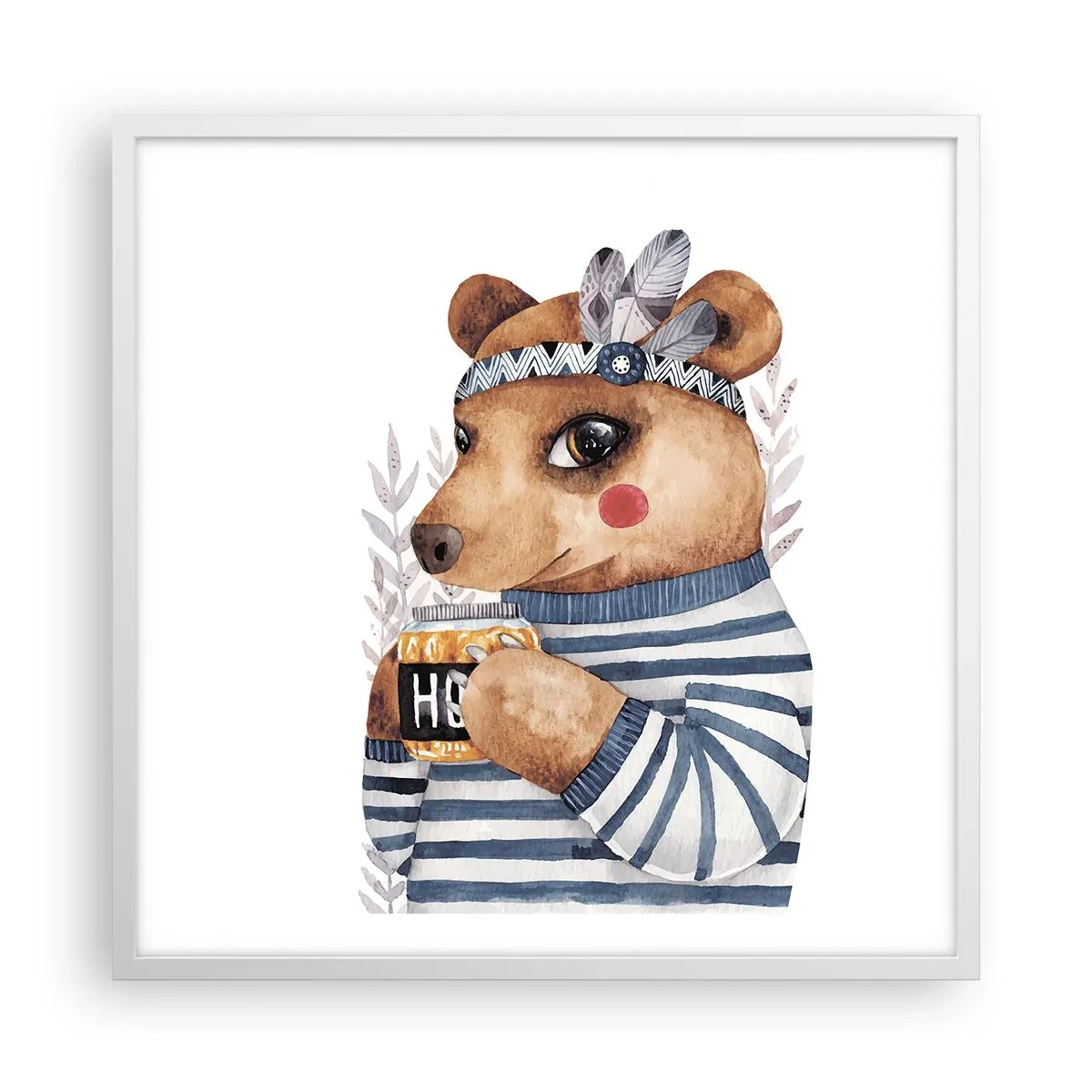 Affiche dans un cadre blanc - Poster - Un nounours trop mignon - 60x60 cm