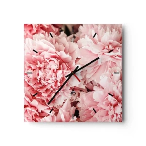 Horloge murale - Pendule murale - Pivoines roses subtiles dans un décor délicat - 30x30cm - Rêve rose - Décoration murale moderne pour le salon et la chambre ARTTOR