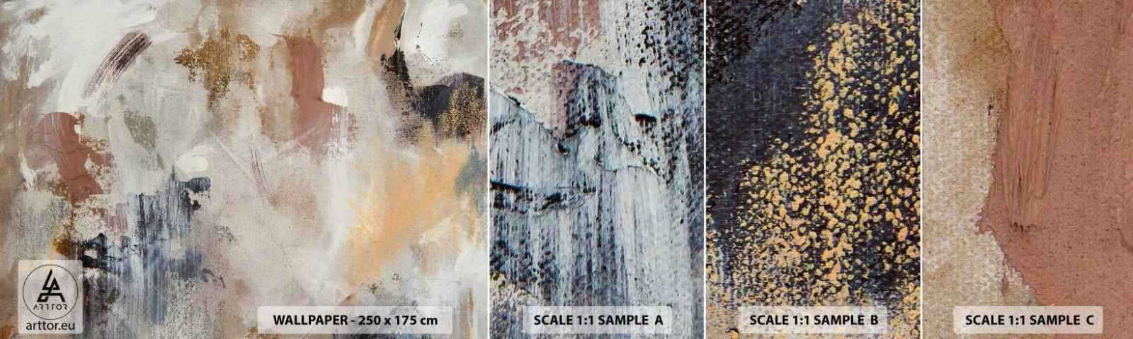 Échantillon de Papier Peint Autocollant Deluxe Sticker - Abstraction brumeuse - Morceau, Abstraction, Minimalisme - 100x30 cm