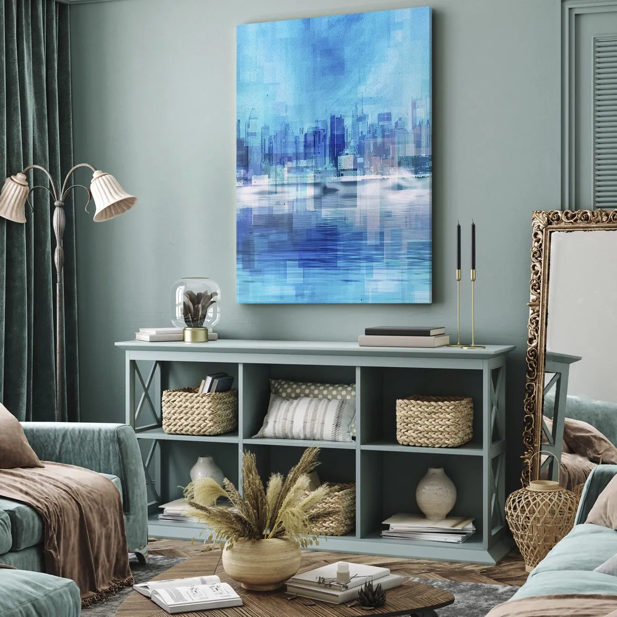 Impression sur toile - Image sur toile - Noyé dans le bleu - 55x100 cm