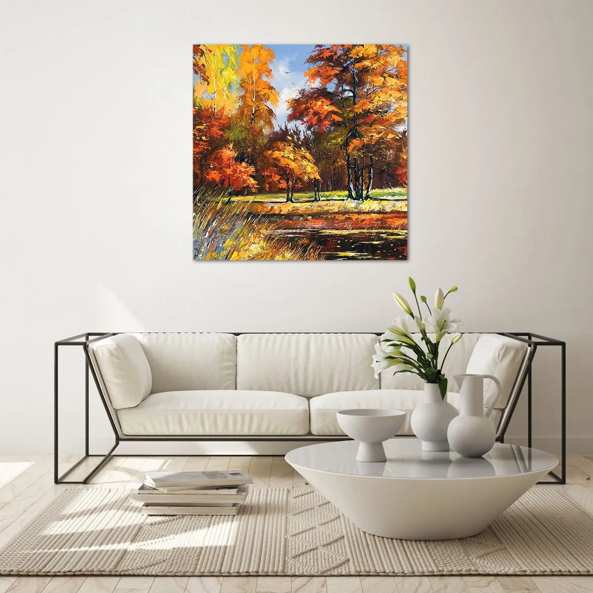 Impression sur verre - Image sur verre - Paysage en or et bronze - 40x40 cm