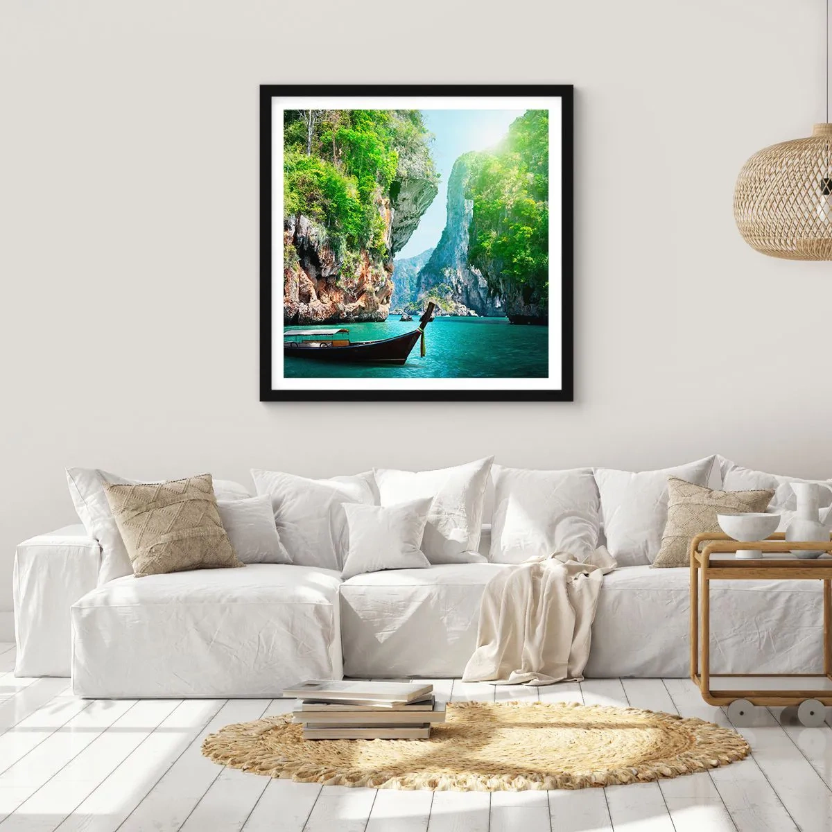 Affiche dans un cadre noir - Poster - Une invitation à un voyage exotique - 50x50 cm